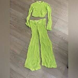 Lime Green Crochet Knit Set